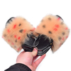 Children's Plush Faux Fur Sandal Soft Furry Lovely House Faux Fox Fur Slide Kids Fur Slippers for Girls