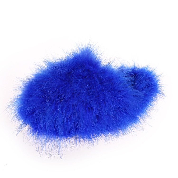 Popular Fluffy Furry Home Outdoor Women Winter Fashion Feather Long Big Fur Slippers Sleepers