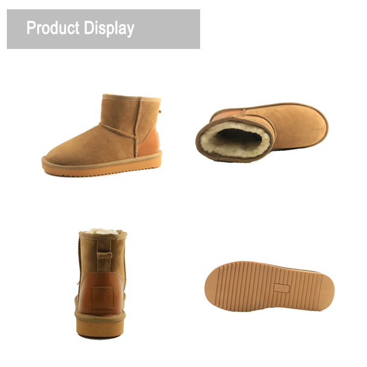 Customizable Classic Cow Suede Leather Winter Warm Short Australia Sheepskin Shearling Snow Boots for Women