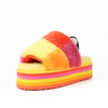 Custom Ladies Rainbow Colorful Thick Sole Platform Elastic Sheeoskin Slippers