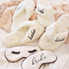 Cusom Fuzzy Faux Fur Bedroom Wedding Party Embroidery White Bride Thong Fur Slides Bridal Slippers Wedding for Brides