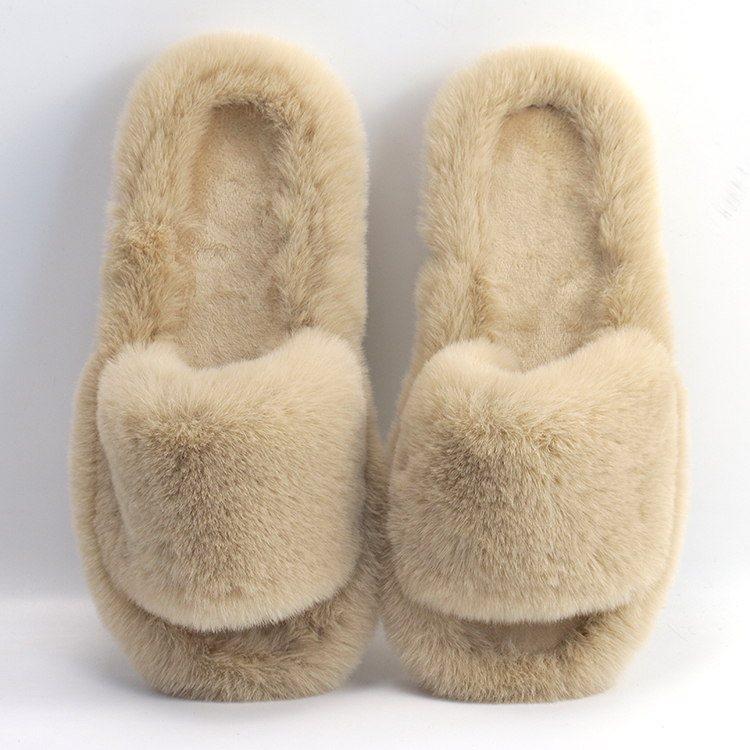 New Arrived Outdoor Fluffy Ladies Flat Plush Open Toe Outdoor Fuzzy Faux Fur Slides Sandals Slippers Ladies 