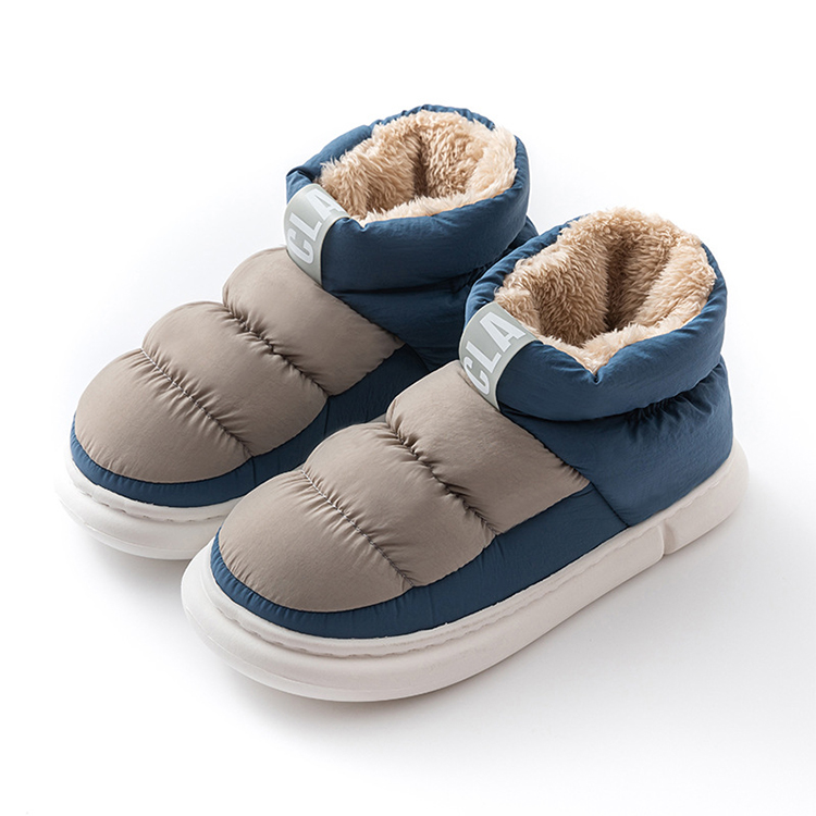 Wholesale Winter Warm Ankle Outdoor Nylon Quilted Home Soft Fabric Camping Down Slippers for Women