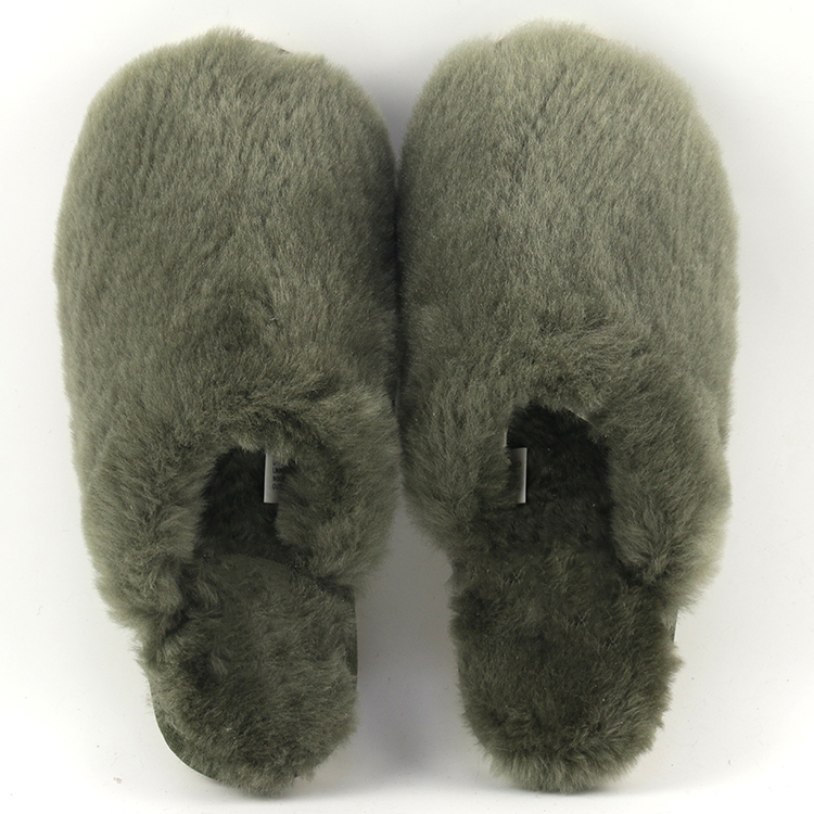 Comfortable Winter Warm Fluffy Indoor Sheepskin Leather Handmade LambsWool Australian Sheepskin Slippers for Women