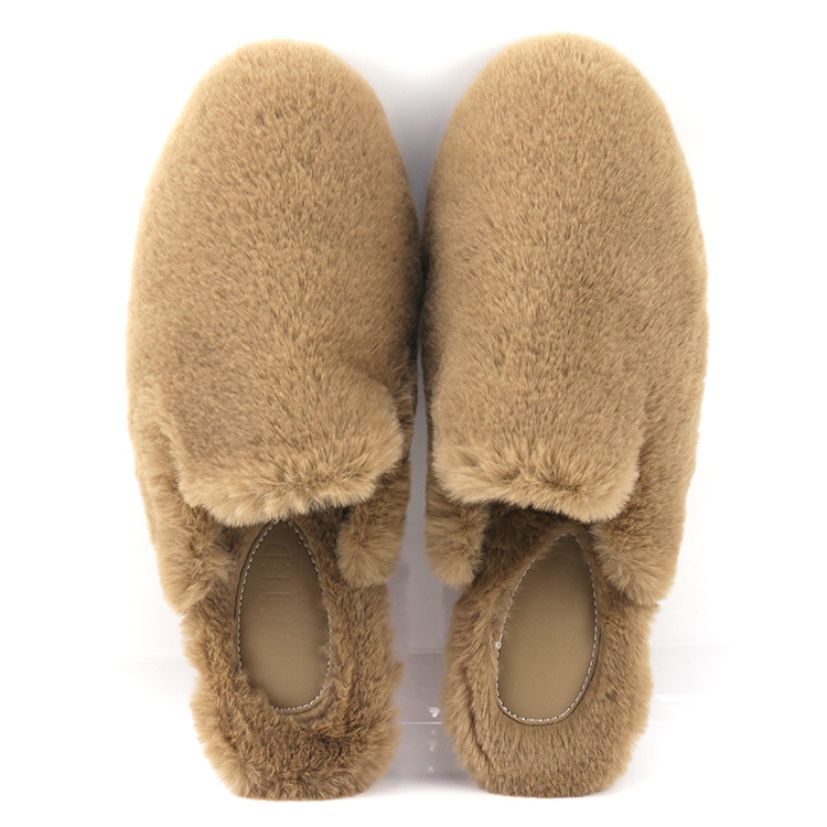 Luxury Women Mules Flat Fluffy Loafers Faux Mink Fur Slippers