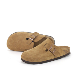 Custom Women Unisex Fashion Cow Suede Closed Toe Clogs Sandals Beach Slides Cork Sole Birken Slipper Women