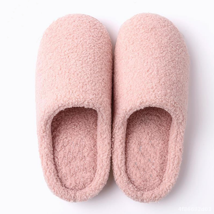 Custom Women’s Pink Winter Closed Toe Comfy Home Soft Memory Foam Fluffy Cozy Bad Bunny Smile Plush Slippers