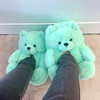 Lovely Winter Warm Fluffy Home Indoor Soft Anti-Slip Faux Fur Cute Plush Teddy Bear Bedroom Shoes Slippers