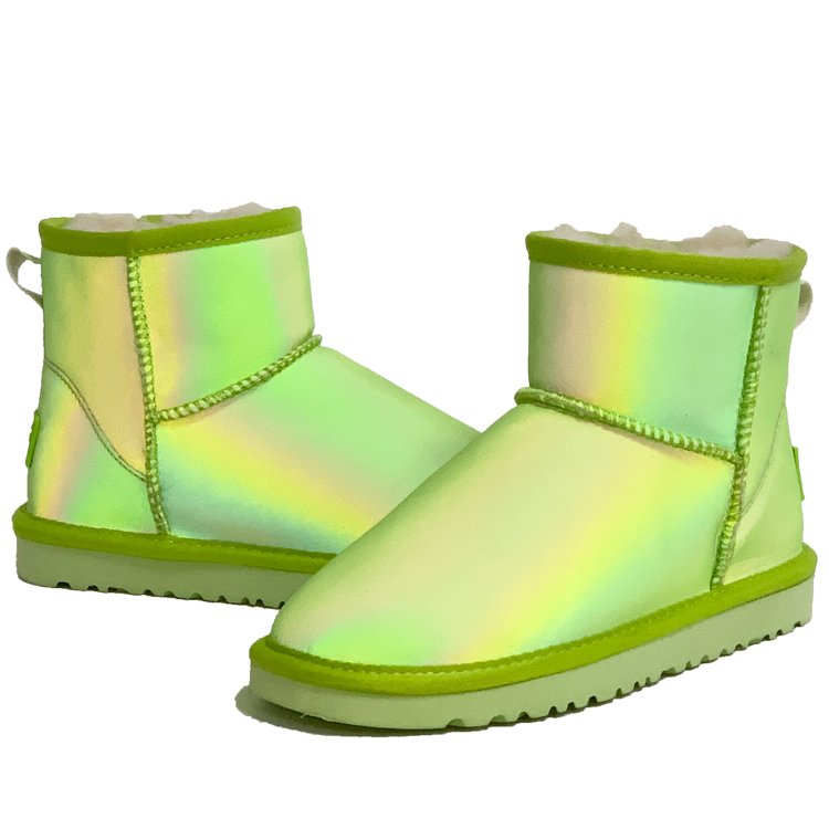 Wholesale Women’s Luxury Soft Faux Sheepskin Ankle Green Winter Warm Snow Luminous Boots