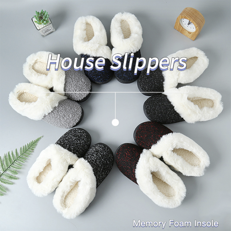 Women Fuzzy House Memory Foam Slippers