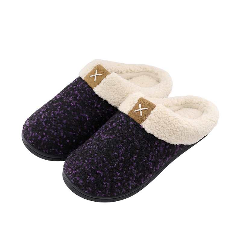 Cozy Memory Foam Fuzzy Wool Like Plush Fleece Lined House Shoes Ladies Indoor Outdoor Winter Slippers for Women 