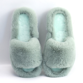 New Arrived Outdoor Fluffy Ladies Flat Plush Open Toe Outdoor Fuzzy Faux Fur Slides Sandals Slippers Ladies 