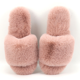 Women Fluffy Imitated Rabbit Fur Comfy Flat Slide Sandals Cozy House Shoes Best Faux Fur Slippers for Street