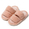 Custom Comfy Fluffy Fuzzy Double Strap Fashion Lamb Fur Slides Slippers for Women
