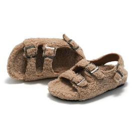 Children Winter Plush Kids Cork Sole Sandals Boys Girls Wool Home Birken Slippers Kids