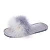 Fashion Fluffy Feather One Strap Wedding Party Bridesmaid Satin Slides Bride Slippers