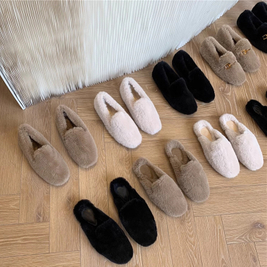 Custom Winter Warm Fluffy Faux Mink Fur Mules Furry Flat Heel Female Slides Loafers Slippers for Women