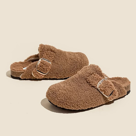 Women Winter Soft Cork Clogs Warm Plush Slides Sandals Furry Plush Teddy Fur Mules Birken Slippers