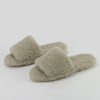 Women New Design Soft Comfy Customize Logo Slides Shearling Curly Sheepskin Slippers