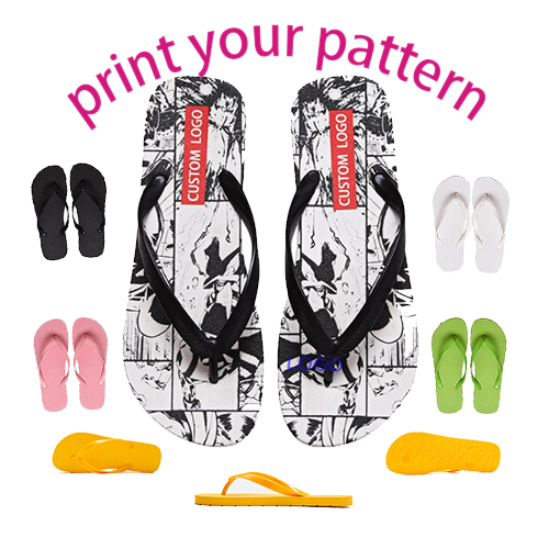Custom Summer Fashion Print Pattern Couple Unisex Thong Slides Beach Flip-Flops Slippers