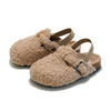 Children's Woolen Elastic Clogs Baby Boys Girls Plush Sandals Cork Fluffy Faux Fur Flat Toddler Prewalker Birken Slippers
