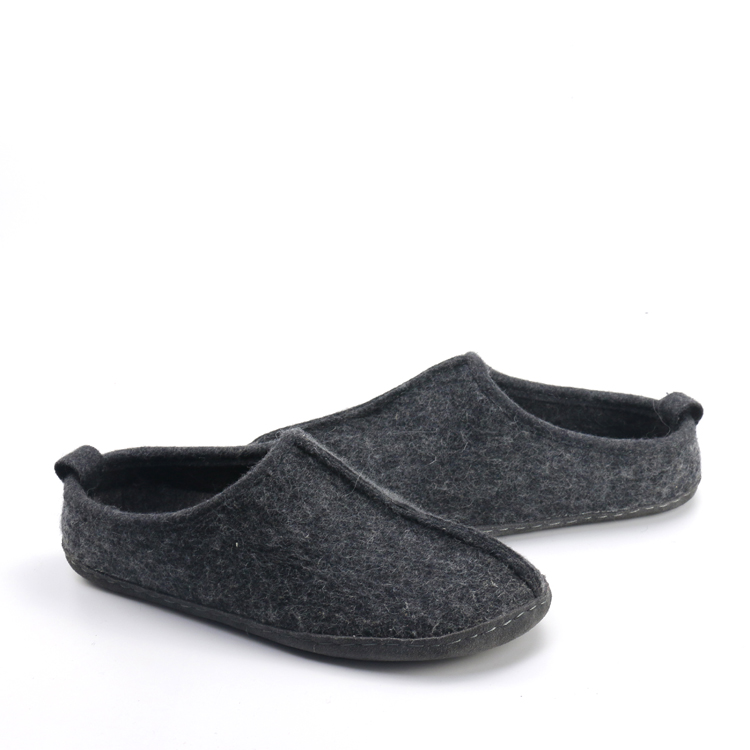Men’s Comfy Breathable Indoor Removable Insole Boiled Wool Blend House Felt Slippers