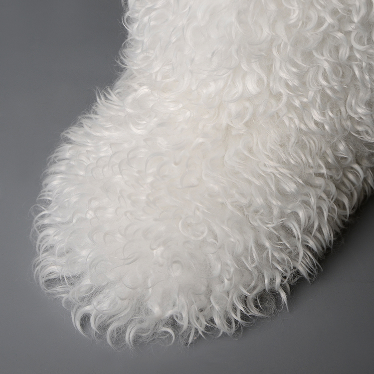 Custom Women Winter Warm Fluffy Fuzzy Faux Sheepskin Fur Outdoor Snow Ankle White Fur Boots
