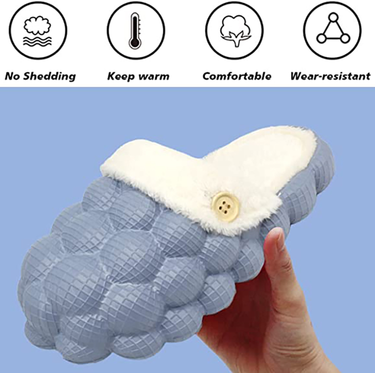 Bubble Slides Slippers with Removable Fur Lined 